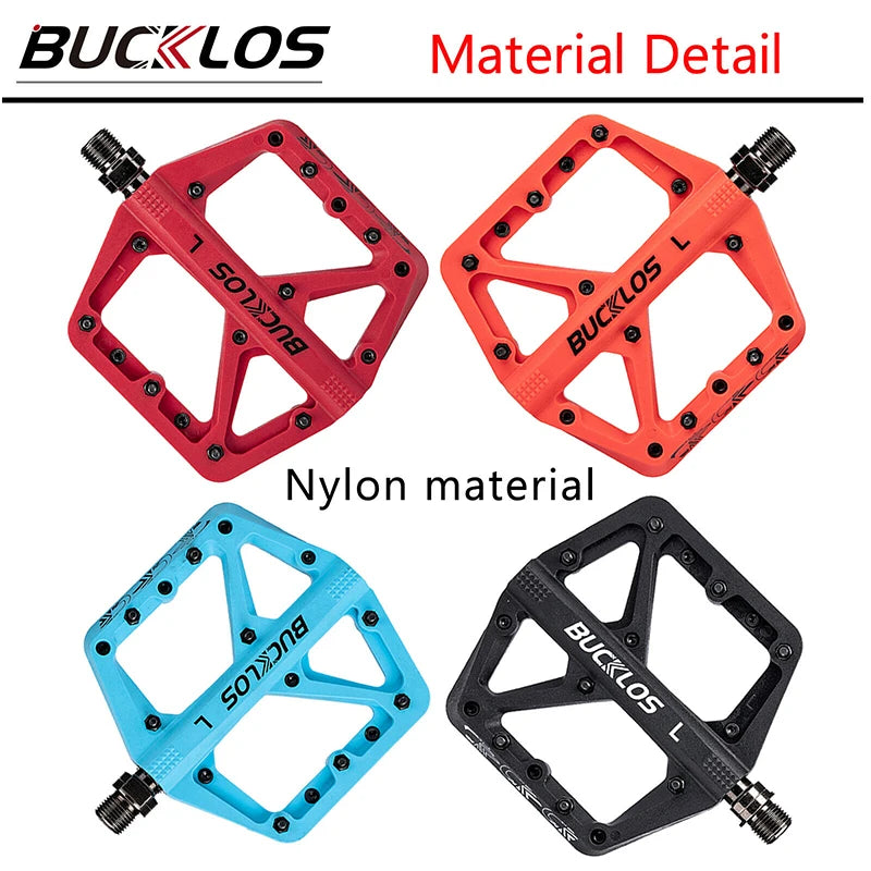 BUCKLOS Pedals DU Bearing Bicycle Pedal Platform Ultralight Nylon Road Mountain Bike Pedal Non-slip MTB Flat Pedals Bicycle Part