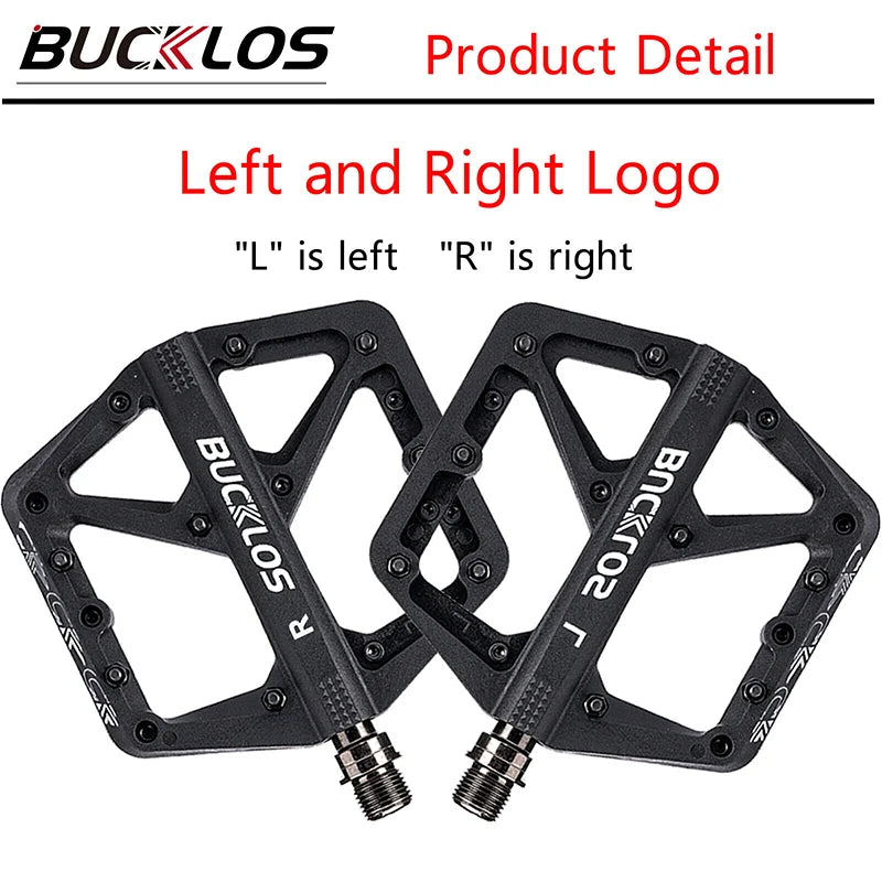 BUCKLOS Pedals DU Bearing Bicycle Pedal Platform Ultralight Nylon Road Mountain Bike Pedal Non-slip MTB Flat Pedals Bicycle Part