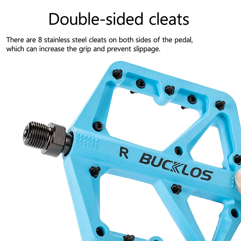 BUCKLOS Pedals DU Bearing Bicycle Pedal Platform Ultralight Nylon Road Mountain Bike Pedal Non-slip MTB Flat Pedals Bicycle Part