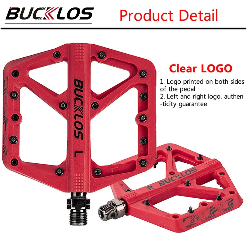 BUCKLOS Pedals DU Bearing Bicycle Pedal Platform Ultralight Nylon Road Mountain Bike Pedal Non-slip MTB Flat Pedals Bicycle Part