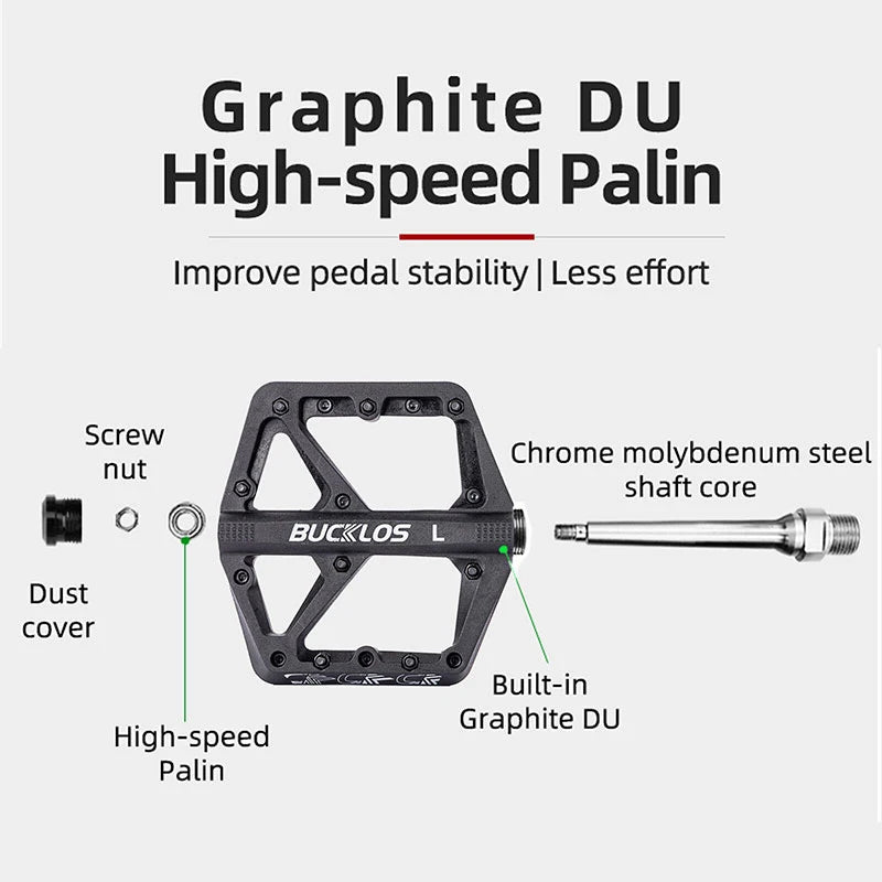 BUCKLOS Pedals DU Bearing Bicycle Pedal Platform Ultralight Nylon Road Mountain Bike Pedal Non-slip MTB Flat Pedals Bicycle Part