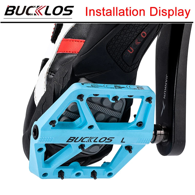 BUCKLOS Pedals DU Bearing Bicycle Pedal Platform Ultralight Nylon Road Mountain Bike Pedal Non-slip MTB Flat Pedals Bicycle Part