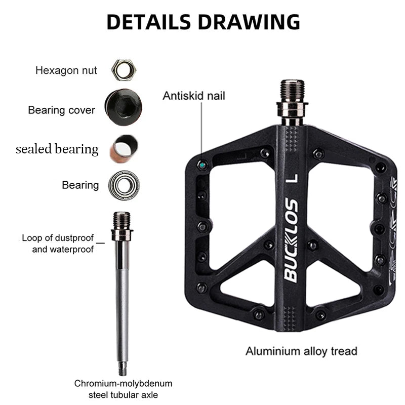 BUCKLOS Pedals DU Bearing Bicycle Pedal Platform Ultralight Nylon Road Mountain Bike Pedal Non-slip MTB Flat Pedals Bicycle Part