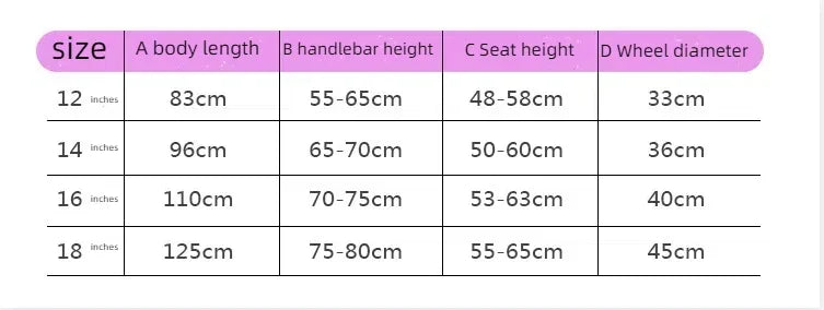 Children's Comfortable & Safe Walker Bicycle - 12/14/16 Inch Simulation Motorcycle Bicycle for Kids' Early Riding Training