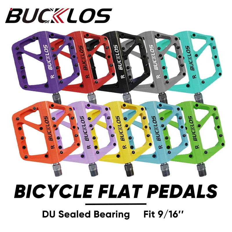BUCKLOS Pedals DU Bearing Bicycle Pedal Platform Ultralight Nylon Road Mountain Bike Pedal Non-slip MTB Flat Pedals Bicycle Part